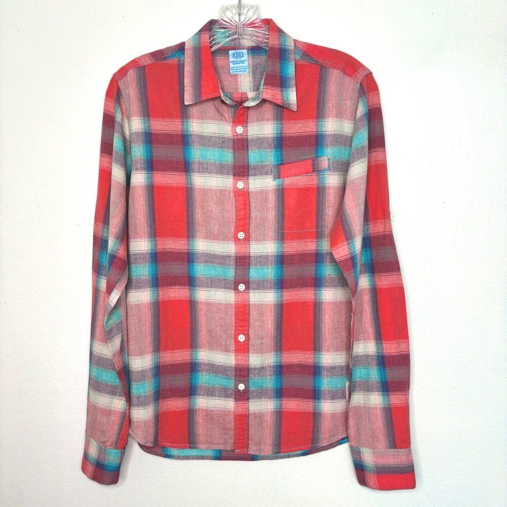 Scotch & Soda Shirt Mens Small Amsterdam Couture Plaid Linen Blend Casual Indie